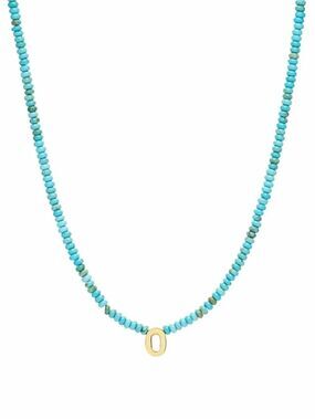 O - Initial Turquoise Beaded Necklace by Mayamar